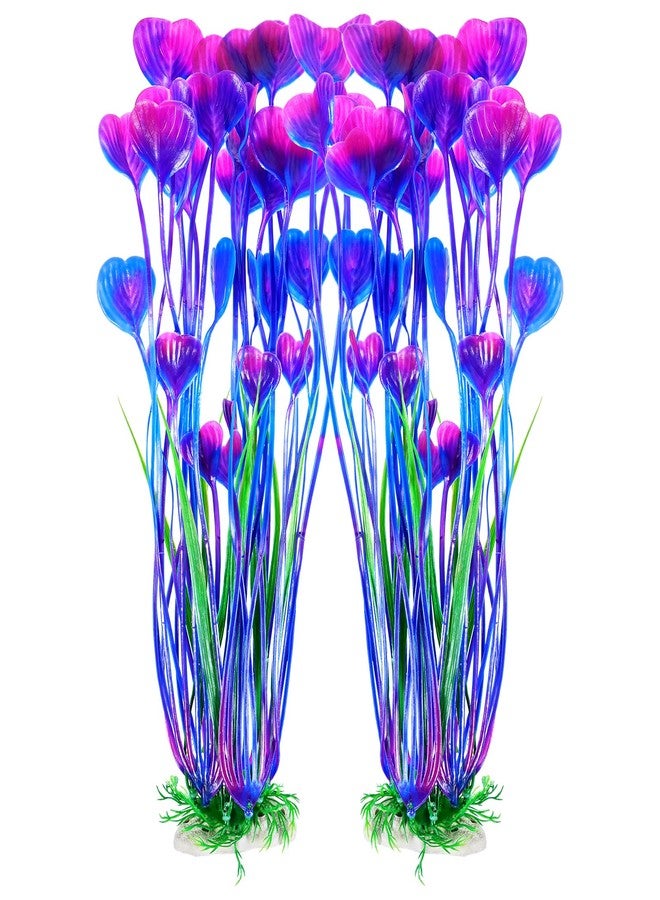 AQUANEAT Artificial Fish Tank Plants, Plastic Aquarium Accessories Large, 15.5 inch Purple Decorations, 2pcs - Image 1